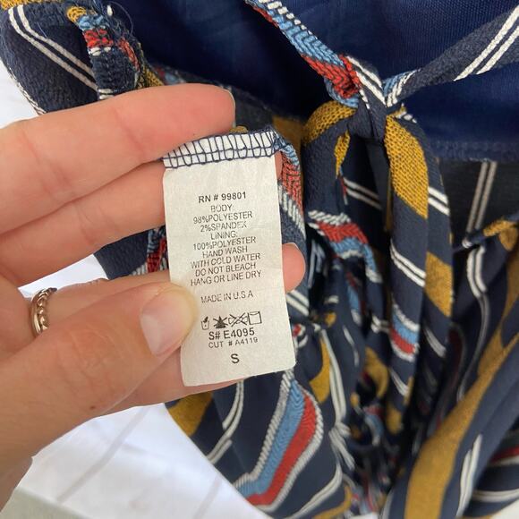 Windsor S Multicolor Boho Stripe Lace Up Open Back Spaghetti Strap Romper - Picture 9 of 9